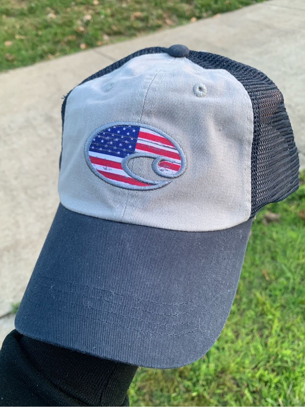 New Costa Navy and Gray Patriotic USA Mesh Trucker Hat
